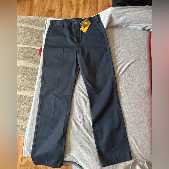 Carhartt Navy Blue Dress Pants Relaxed Fit - Picture 2 of 4